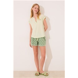 Pijama manga corta  algodón estampado verde