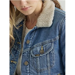 WOMENS RIDER SHERPA JACKET:IN THE THRILL BLUE:M
