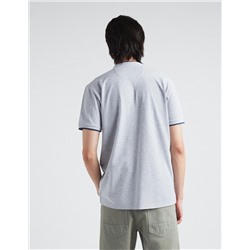 Mandarin Collar Polo, Men, Light Grey