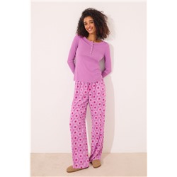 Camiseta manga larga canalé morado