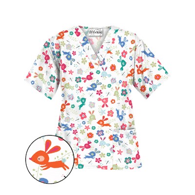 UA Springtime Hop White Scrub Top