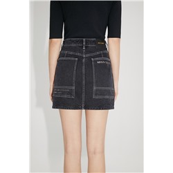 Falda recta vaquera Negro