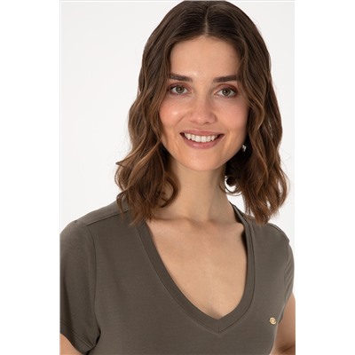 Kadın Vizon Basic Tişört