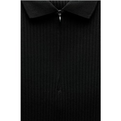RIBBED POLO NECK T-SHIRT