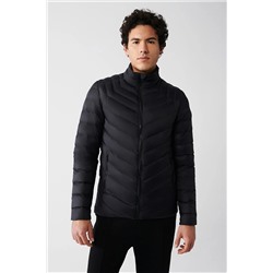 Avva Erkek Siyah Su Itici Rüzgar Geçirmez Kaz Tüyü Comfort Fit Rahat Kesim Şişme Mont B006020