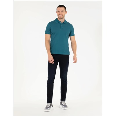 Yeşil Slim Fit Polo Yaka Merserize Tişört