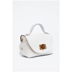 Bandolera de piel y madera Arzano - Blanco