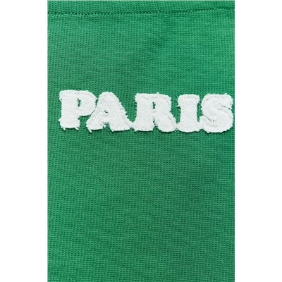 RIBBED SHORTS WITH PARIS EMBROIDERY