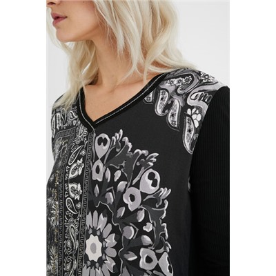 Camiseta boho manga tres cuartos