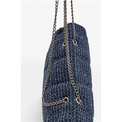 Denim shoulder bag with chain