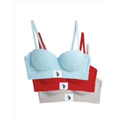 3PK RIBBED PUSH UP BRAS