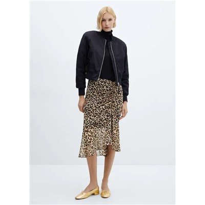 Falda leopardo detalle fruncido