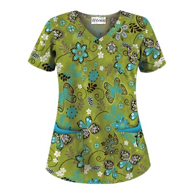 UA Butterfly Breeze Go Green Scrub Top