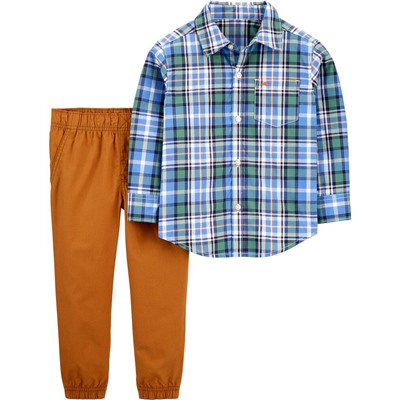 Carter's | Toddler 2-Piece Dinosaur Button-Front Shirt & Pant Set