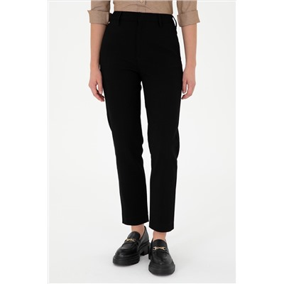 Kadın Siyah Carrot Hight Waist Fit Kanvas Pantolon