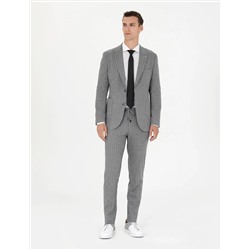 Gri Ekstra Slim Fit Çizgili Takım Elbise