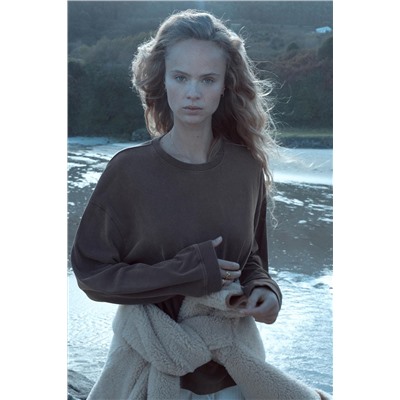 FADED-EFFECT T-SHIRT WITH LONG SLEEVES