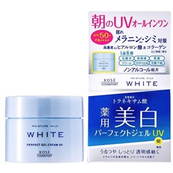 KOSE MOISTURE MILD WHITE Отбеливающий гель для лица с гиалуроновой кислотой и коллагеном SPF 50, банка 90 гр.