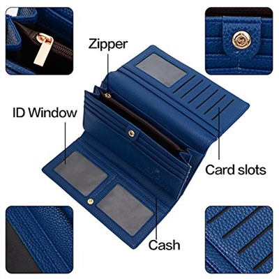 I2crazy Womens RFID Blocking Wallet Trifold synthetic Leather Clutch Travel Purse