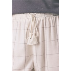 Pantalón largo franela blanco print cuadros