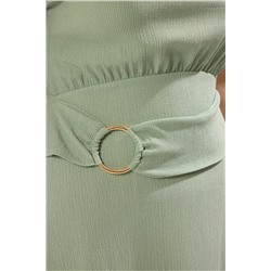 Mint Aksesuar Detaylı Maxi Boy Örme Büyük Beden Elbise TBBSS25AH00197