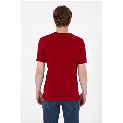 Erkek Regular Fit Bisiklet Yaka Bordo Basic Tişört