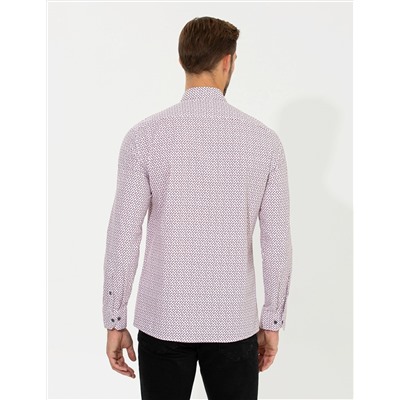 Bordo Slim Fit Uzun Kollu Gömlek