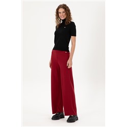 Kadın Vişne Loose Fit Triko Pantolon