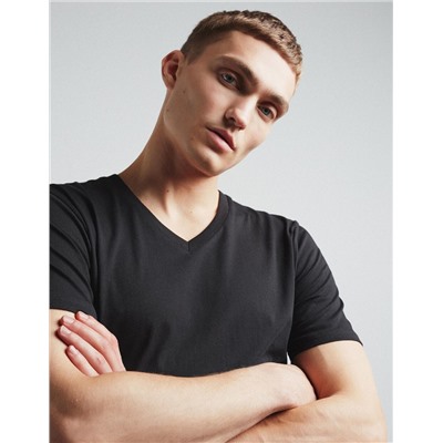 V-neck T-shirt, Men, Black