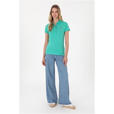 Kadın Mint Basic Polo Yaka Tişört