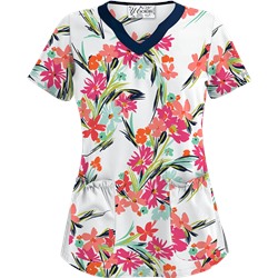 UA Island Bouquet White Print Scrub Top