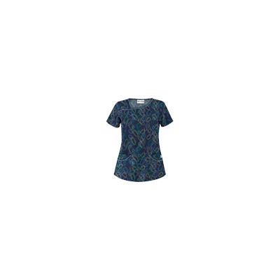 UA Twister Navy Asymmetrical Print Scrub Top