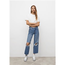 Jeans wideleg rotos decorativos