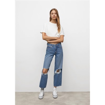Jeans wideleg rotos decorativos
