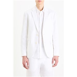 Chaqueta de traje slim fit de lino - Blanco