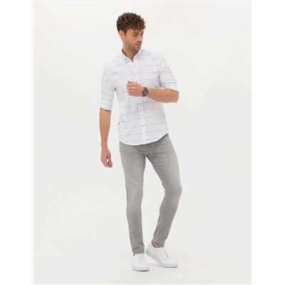 Bej Slim Fit Uzun Kollu Gömlek