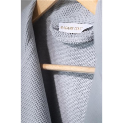 Carole Unisex %100 Pamuk Bornoz Set - Açık Gri - Lüks Koleksiyon
