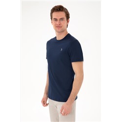 Erkek Regular Fit Bisiklet Yaka Lacivert Basic Tişört