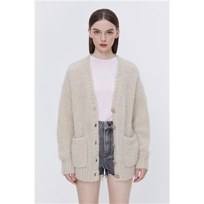 Cárdigan de mohair Crudo