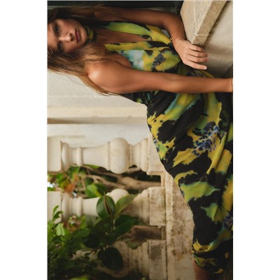 LONG FOULARD PRINT DRESS