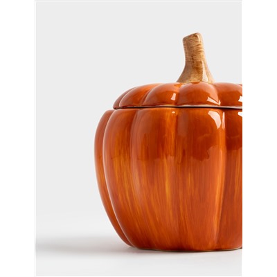 Кружка, 450 мл, с крышкой, керамика, оранжевая, Тыква, Bright pumpkin