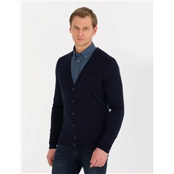Lacivert Slim Fit Basic Triko Hırka