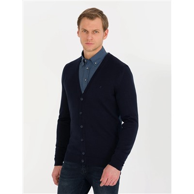 Lacivert Slim Fit Basic Triko Hırka