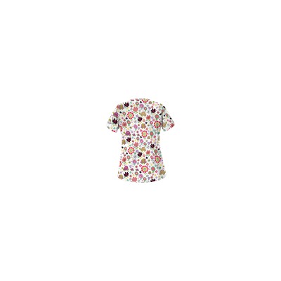 UA Slowpoke White Five-Pocket Print Scrub Top