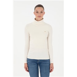 Kadın Krem Balıkçı Yaka Sweatshirt