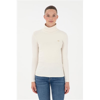 Kadın Krem Balıkçı Yaka Sweatshirt