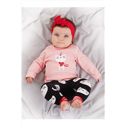 DenokidsKedi Kız Bebek Pembe T-shirt