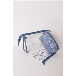 Pack 3 neceseres prints variados azul y blanco