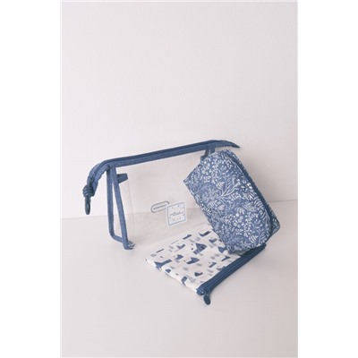 Pack 3 neceseres prints variados azul y blanco