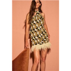 GEOMETRIC FEATHER PRINT MINI DRESS